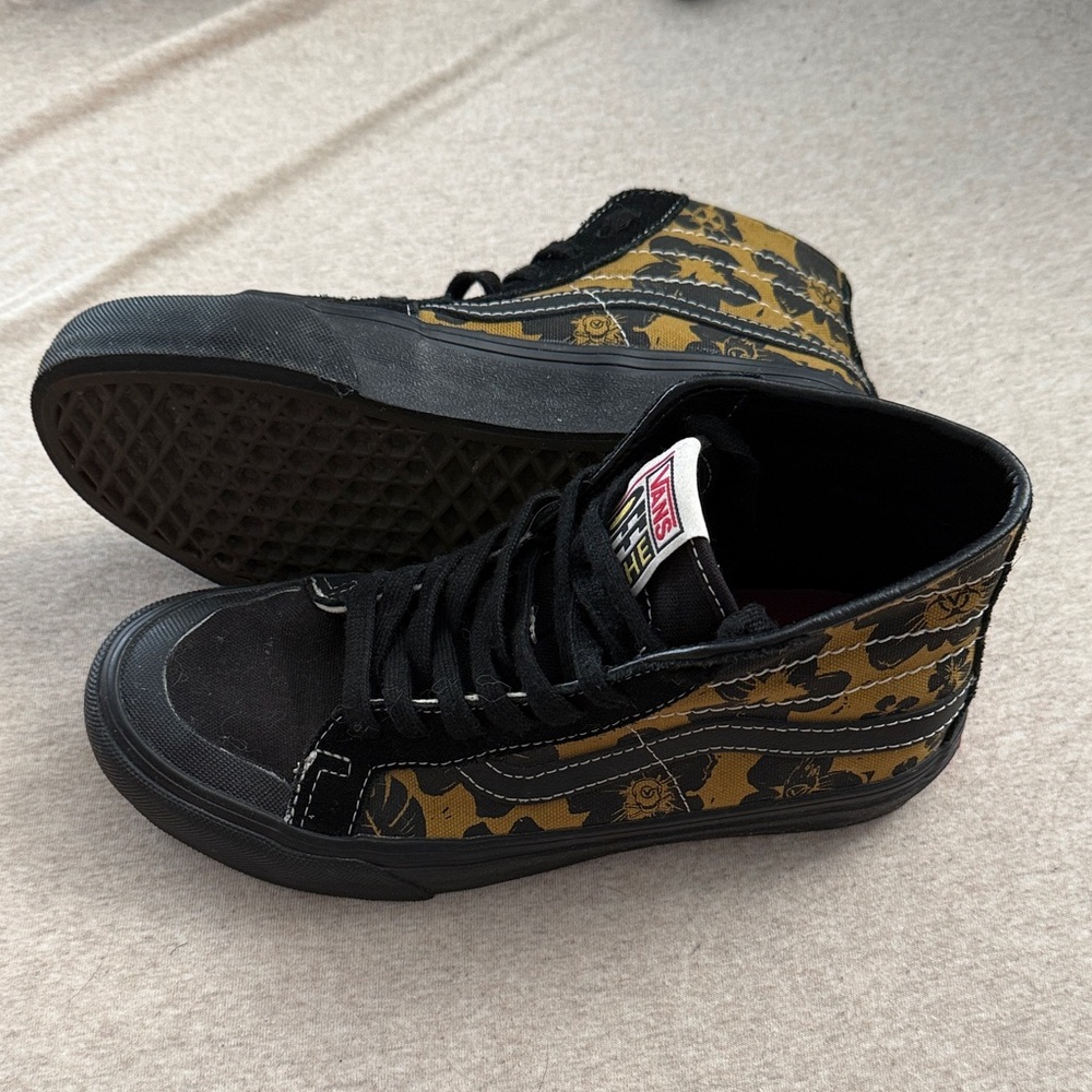 Vans Black and Gold Patterned High-Tops